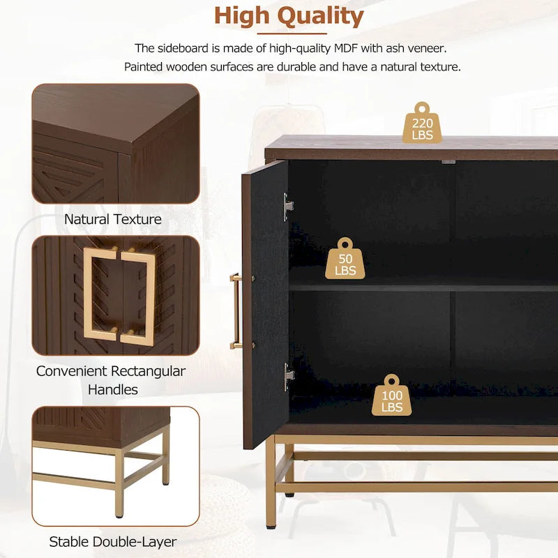 Sideboard-Buffetschrank mit verstellbaren Einlegeböden