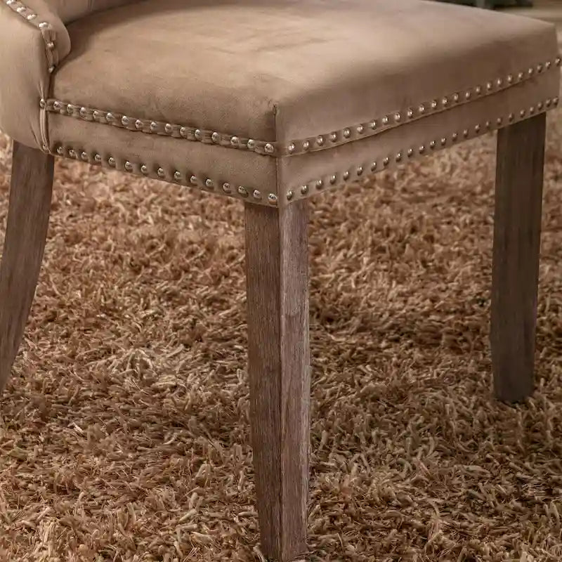 Hochwertiger gepolsterter Esszimmerstuhl aus Massivholz im zeitgenössischen Stil mit Samtbezug