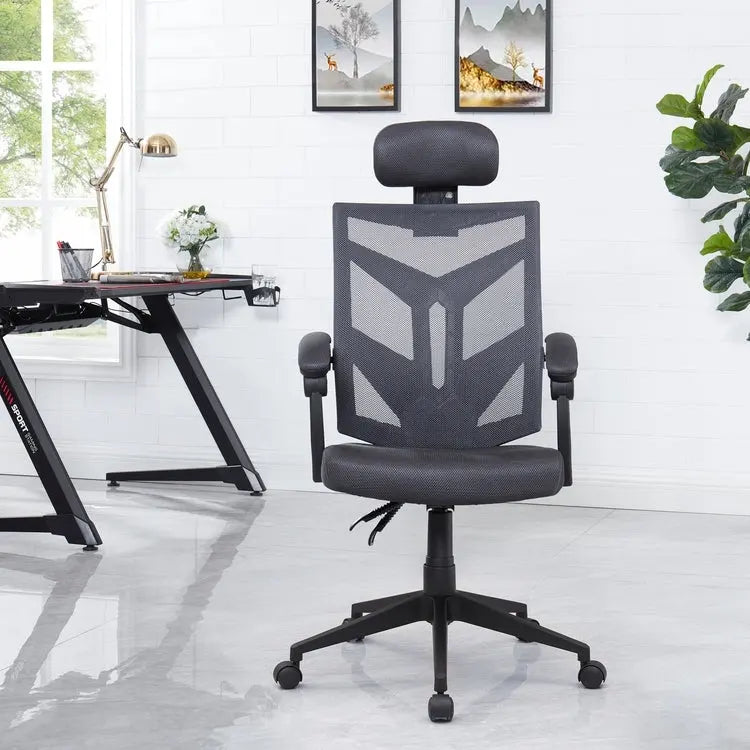 Verstellbarer Bürostuhl mit Kopfstütze Ergonomischer Schreibtischstuhl Hoher Rücken Mesh-Bürostühle mit Lordosenstütze mit Rollen