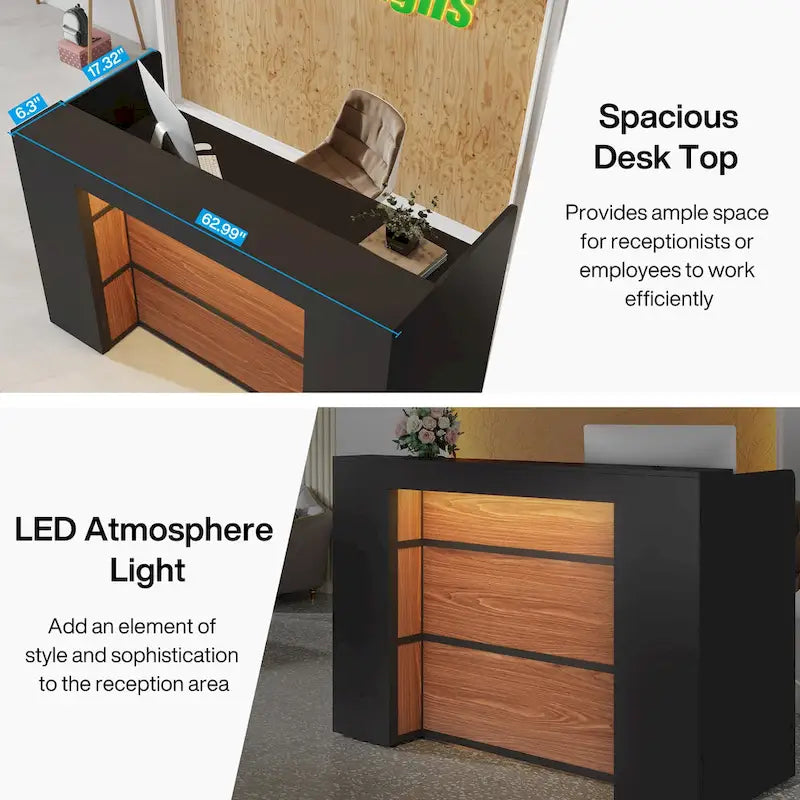 63 Zoll Empfangstheke mit LED-Beleuchtung für Ladenbüro