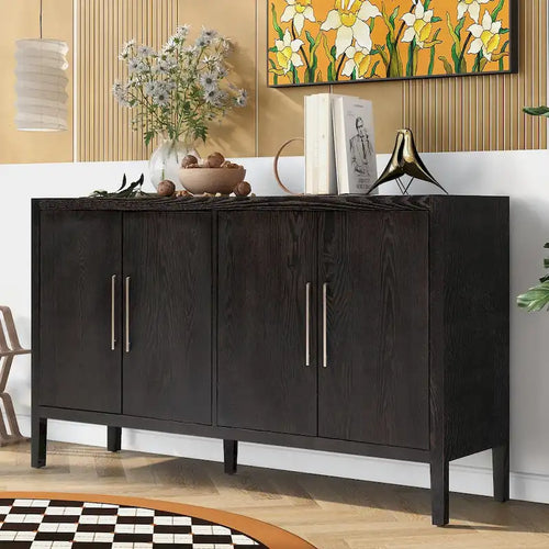 Modernes Sideboard 60 mit 4 Türen und Massivholzfüßen