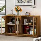 60 Farmhouse 4-türiges großes Vintage-Sideboard mit Metallgriffen und verstellbaren Einlegeböden