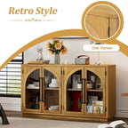 60 Farmhouse 4-türiges großes Vintage-Sideboard mit Metallgriffen und verstellbaren Einlegeböden