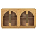 60 Farmhouse 4-türiges großes Vintage-Sideboard mit Metallgriffen und verstellbaren Einlegeböden
