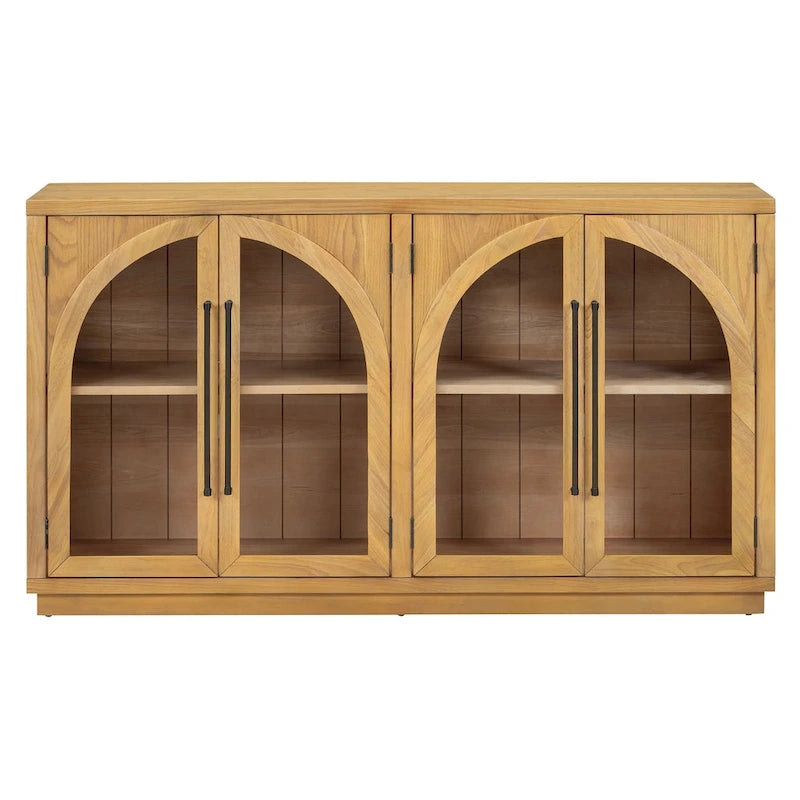 60 Farmhouse 4-türiges großes Vintage-Sideboard mit Metallgriffen und verstellbaren Einlegeböden